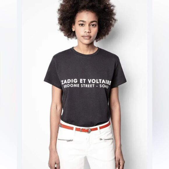 Zadig & Voltaire Zoe Zv Address T-Shirt New Flawed - Picture 1 of 10